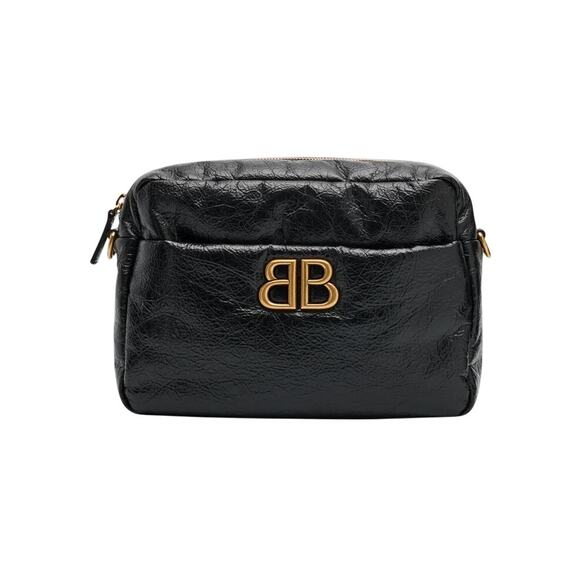 Balenciaga Monaco Camera Bag XS in Black Crushed Leather - Picture 1 of 11
